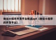 微信小程序开发平台概述ppt（微信小程序的开发平台）